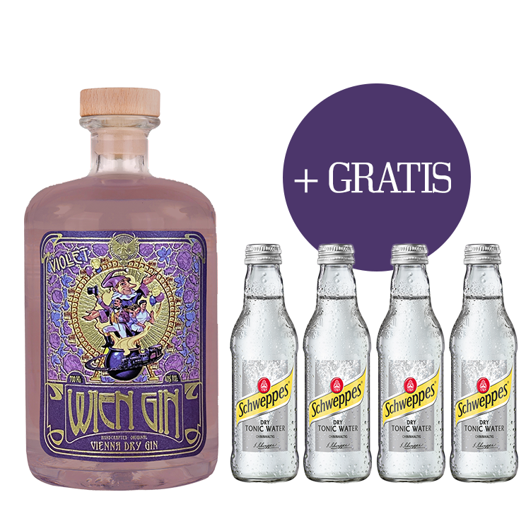 WienGin Violet + 4x Schweppes Dry Tonic Water GRATIS dazu